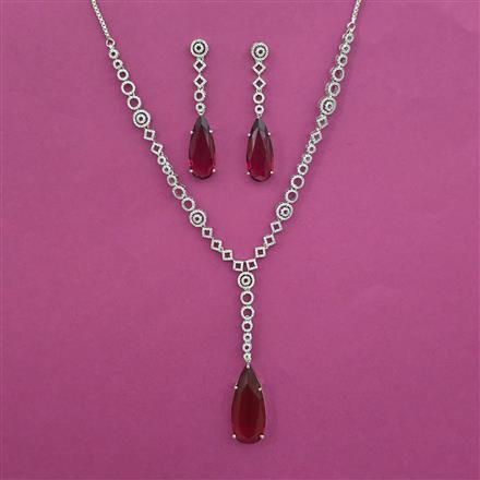 American Diamond Classic Necklace with Rhodium Plating