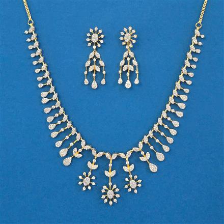 American Diamond Delicate Necklace with Rhodium Plating 2 Tone Plating