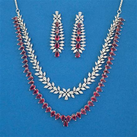American Diamond Delicate Necklace with Rhodium Plating