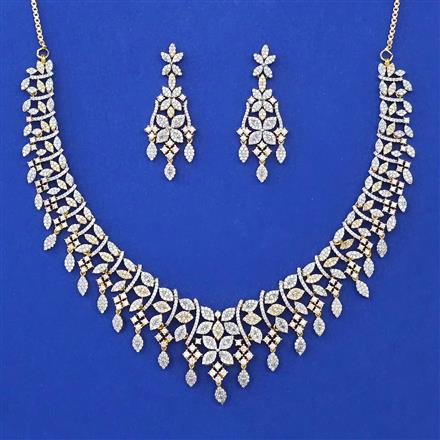 American Diamond Classic Necklace with Rhodium Plating 2 Tone Plating