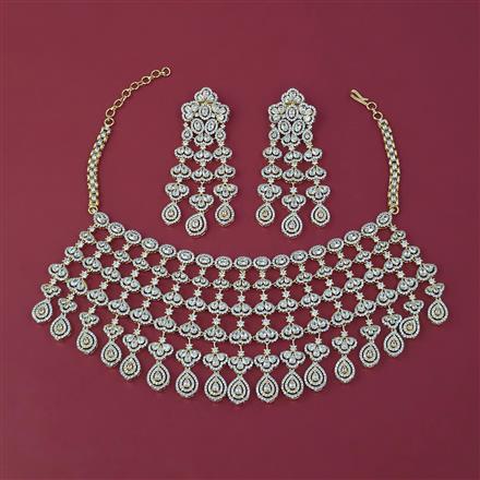 American Diamond Bridal Necklace with Rhodium Plating 2 Tone Plating