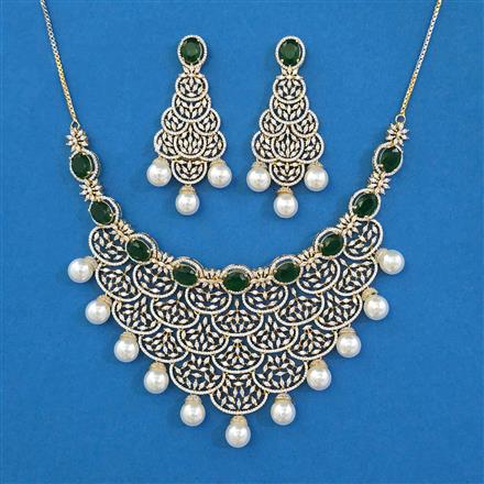 American Diamond Pearl Necklace with 2 Tone Plating