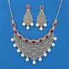 American Diamond Pearl Necklace with 2 Tone Plating