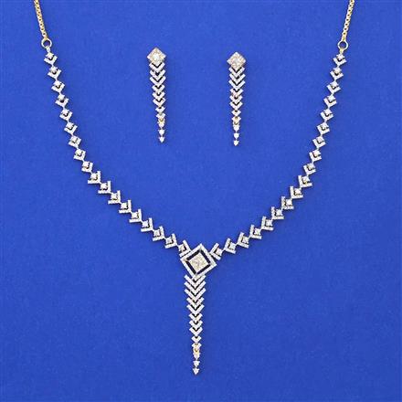 American Diamond Delicate Necklace with Rhodium Plating 2 Tone Plating