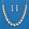 American Diamond Pearl Necklace with Rhodium Plating 2 Tone Plating