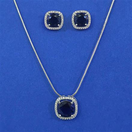 American Diamond Delicate Pendant Set with Rhodium Plating