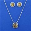 American Diamond Delicate Pendant Set with Rhodium Plating