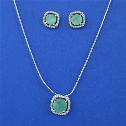 American Diamond Delicate Pendant Set with Rhodium Plating