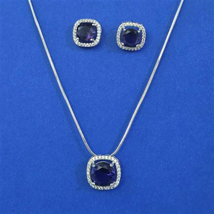 American Diamond Delicate Pendant Set with Rhodium Plating