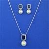 American Diamond Pearl Pendant Set with Rhodium Plating