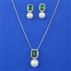 American Diamond Pearl Pendant Set with Rhodium Plating