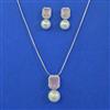 American Diamond Pearl Pendant Set with Rhodium Plating