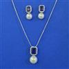 American Diamond Pearl Pendant Set with Rhodium Plating