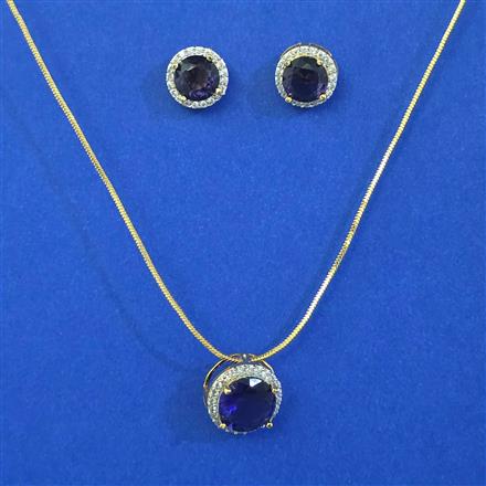 American Diamond Delicate Pendant Set with 2 Tone Plating