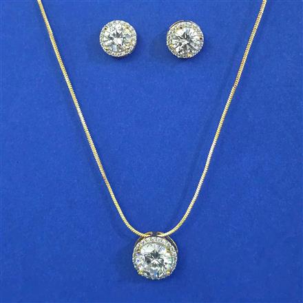 American Diamond Delicate Pendant Set with 2 Tone Plating