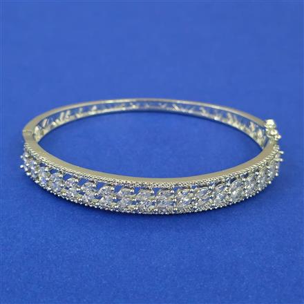 American Diamond Openable kada with Rhodium Plating 2 Tone Plating