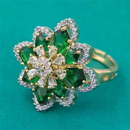 American Diamond Adjustable Ring with 2 Tone Plating