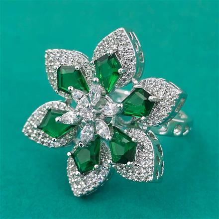 American Diamond Adjustable Ring with Rhodium Plating