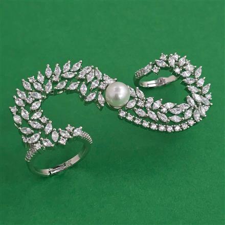 American Diamond Adjustable Ring with Rhodium Plating 2 Tone Plating