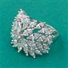 American Diamond Adjustable Ring with Rhodium Plating 2 Tone Plating