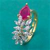 American Diamond Adjustable Ring with 2 Tone Plating