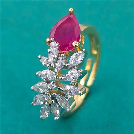 American Diamond Adjustable Ring with 2 Tone Plating