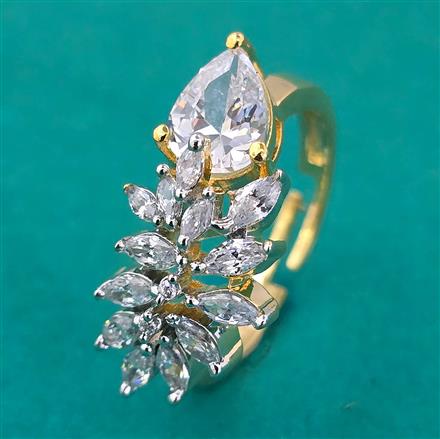 American Diamond Adjustable Ring with 2 Tone Plating