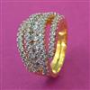 American Diamond Adjustable Ring with Rhodium Plating 2 Tone Plating
