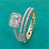 American Diamond Adjustable Ring with Rhodium Plating 2 Tone Plating