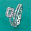American Diamond Adjustable Ring with Rhodium Plating 2 Tone Plating