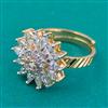 American Diamond Adjustable Ring with Rhodium Plating 2 Tone Plating