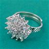 American Diamond Adjustable Ring with Rhodium Plating 2 Tone Plating
