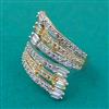American Diamond Adjustable Ring with Rhodium Plating 2 Tone Plating