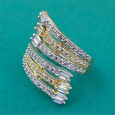 American Diamond Adjustable Ring with Rhodium Plating 2 Tone Plating