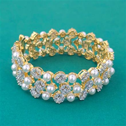 American Diamond Pearl Bracelet with Rhodium Plating 2 Tone Plating
