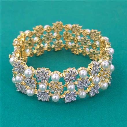 American Diamond Openable Bracelet with Rhodium Plating 2 Tone Plating