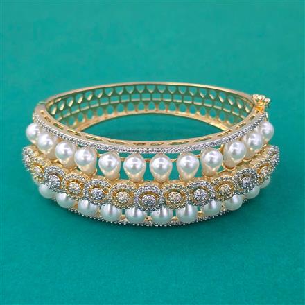 American Diamond Broad Kada with Rhodium Plating 2 Tone Plating
