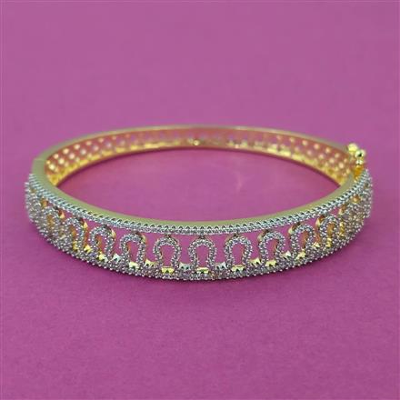 American Diamond Openable kada with Rhodium Plating 2 Tone Plating