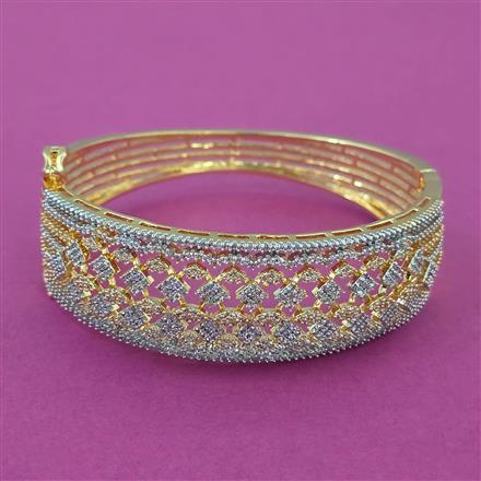 American Diamond Broad Kada with Rhodium Plating 2 Tone Plating
