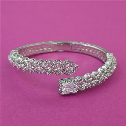 American Diamond Openable kada with Rhodium Plating