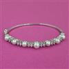 American Diamond Pearl Kada with Rhodium Plating 2 Tone Plating
