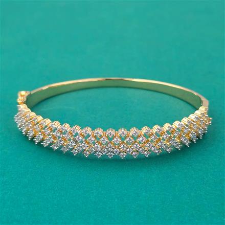 American Diamond Openable kada with Rhodium Plating 2 Tone Plating