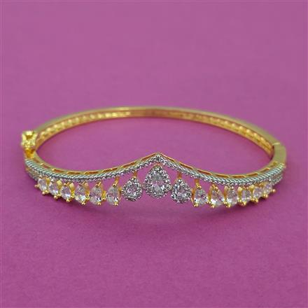 American Diamond Openable kada with Rhodium Plating 2 Tone Plating