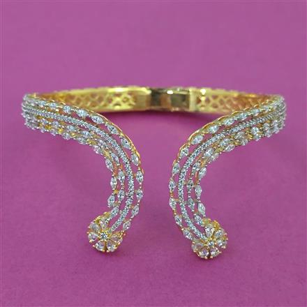 American Diamond Classic Kada with Rhodium Plating 2 Tone Plating