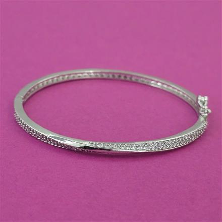 American Diamond Delicate Kada with Rhodium Plating 2 Tone Plating