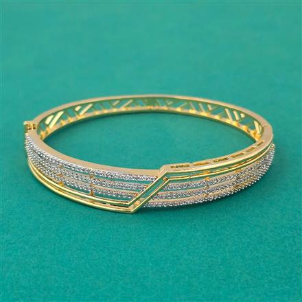 American Diamond Classic Kada with Rhodium Plating 2 Tone Plating