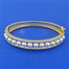 American Diamond Pearl Kada with Rhodium Plating 2 Tone Plating