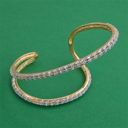 American Diamond Classic Kada with Rhodium Plating 2 Tone Plating