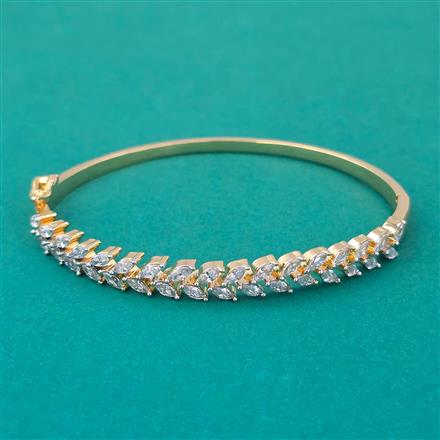 American Diamond Delicate Kada with Rhodium Plating 2 Tone Plating