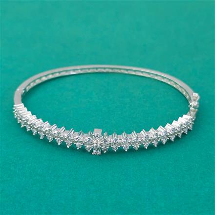 American Diamond Delicate Kada with Rhodium Plating 2 Tone Plating